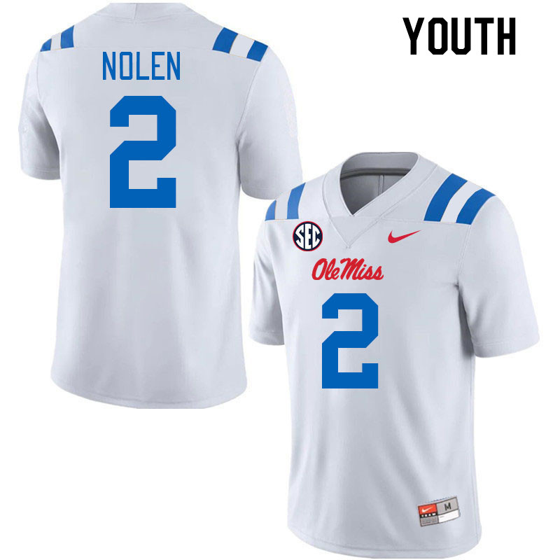 Youth #2 Walter Nolen Ole Miss Rebels 2024 New Uniforms College Football Jerseys Stitched-White